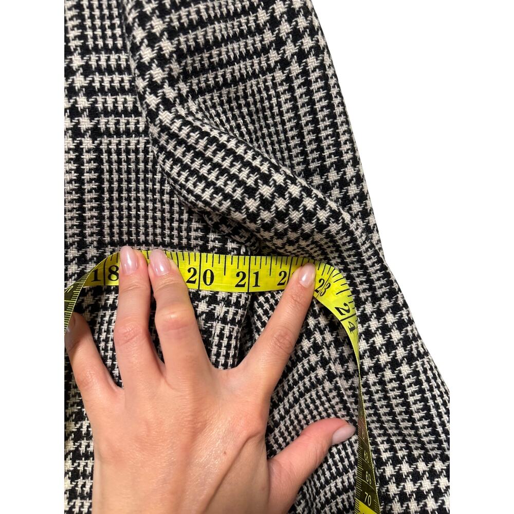 Sandro Women's Black White Plaid Wool Blend Long Coat Size 40 - Picture 10 of 13